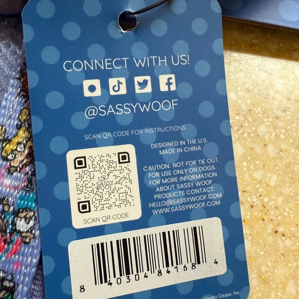 Nickelodeon Rugrats Sassy and Woof Adjustable Pet Harness Blue and Purple Sz L